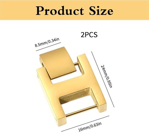 2-Pack 8.5mm Gold Finish Watch Bracelet Clasps, Stainless Steel Fold Over Clasp and Extension Set, Replacement Parts for Jewelry and Watch Bands, 0.63x0.95 Inch in Kuwait