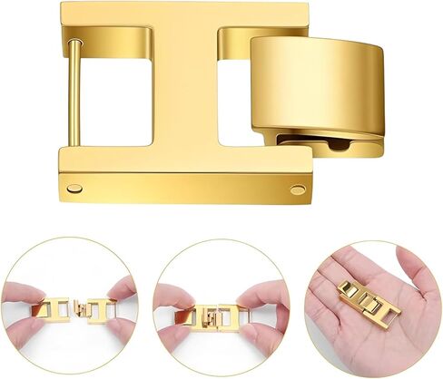2-Pack 8.5mm Gold Finish Watch Bracelet Clasps, Stainless Steel Fold Over Clasp and Extension Set, Replacement Parts for Jewelry and Watch Bands, 0.63x0.95 Inch in Kuwait