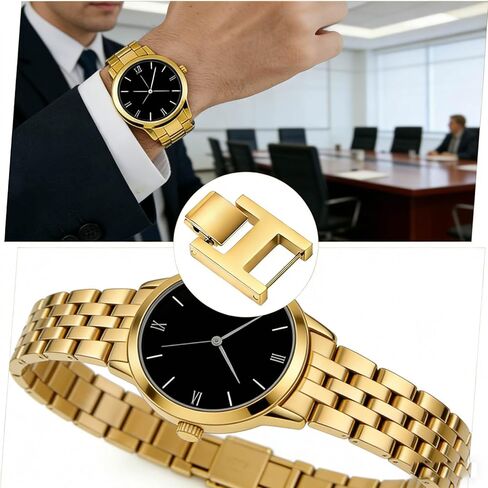 2-Pack 8.5mm Gold Finish Watch Bracelet Clasps, Stainless Steel Fold Over Clasp and Extension Set, Replacement Parts for Jewelry and Watch Bands, 0.63x0.95 Inch in Kuwait
