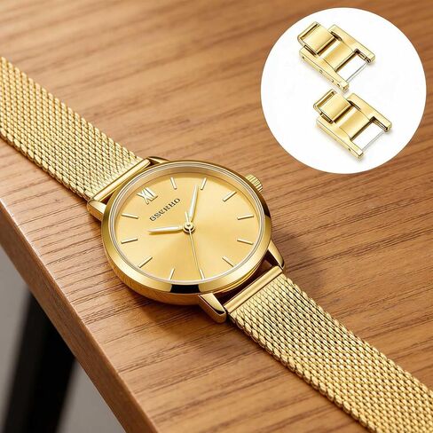 2-Pack 8.5mm Gold Finish Watch Bracelet Clasps, Stainless Steel Fold Over Clasp and Extension Set, Replacement Parts for Jewelry and Watch Bands, 0.63x0.95 Inch in Kuwait