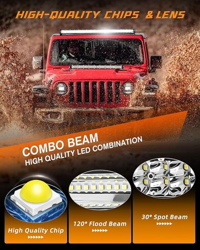 CO LIGHT LED Light Bar 26 inch 36W Spot & Flood Combo Beam Driving Light Bar - IP68 Waterproof Work Lightbar with Mounting Brackets & 6D Reflectors for Off-Road, Trucks, ATV, UTV, SUV, Pickup (26inch) in Kuwait