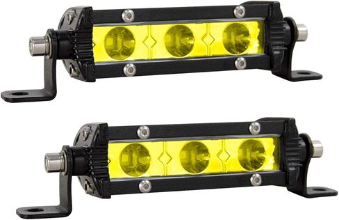 AUXTINGS 2 قطعة 4 بوصة 15 وات أصفر كهرماني فائق النحافة صف واحد LED ضوء شريط شعاع مع دعامة تثبيت للشاحنات SUV ATV UTV أضواء القارب، 12 فولت 24 فولت مقاوم للماء in Kuwait