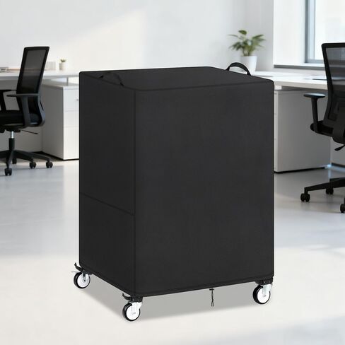 Klmnop AV Cart Cover, Utility Rolling Cart Dust Protection Cover for Metal AV Carts & Media Carts, Foldable Waterproof Oxford Fabric with Drawstring & Snap Straps, 25" L x 19" W x 40" H (Black) in Kuwait