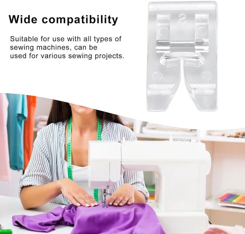 Sewing Machine Foot, 7mm Clear Replacement Prevent Skipped Stitches Sewing Machine Presser Foot for Curved Stitches Sewing Machines Creating Narrow Seams & Topstitching in Kuwait