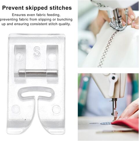 Sewing Machine Foot, 7mm Clear Replacement Prevent Skipped Stitches Sewing Machine Presser Foot for Curved Stitches Sewing Machines Creating Narrow Seams & Topstitching in Kuwait