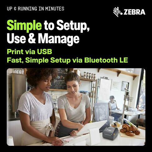 ZEBRA ZD421 طابعة سطح المكتب الحرارية المباشرة 300 نقطة في البوصة عرض الطباعة 4 بوصة اتصال USB سلكي لرقم الموديل ZD4A043-D01M00EZ، لا يلزم وجود شريط حراري in Kuwait