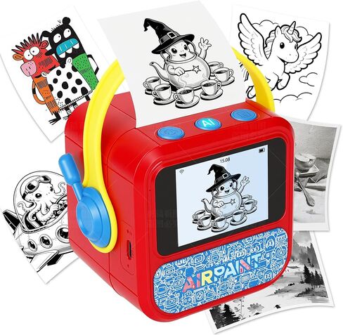 AI Voice Sticker Printer for Kids, Portable Thermal Sticker Maker | Voice-to-Image, Rechargeable, Ink-Free, 5 Sticker Rolls, HD Display, Bluetooth & WiFi, Creative Gift for Kids 3-12 & Teens in Kuwait