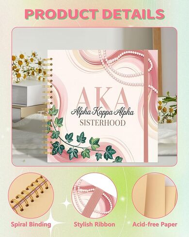 AKA Sorority Gift for Women Sisterhood Album,DIY Album Sorority Sisterhood Party Gift,Pink and Green 1908 Scrapbook Album,Hand Made Album for Mother's Gift(Album-B Light Pink, 12x12) in Saudi Arabia