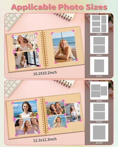 AKA Sorority Gift for Women Sisterhood Album,DIY Album Sorority Sisterhood Party Gift,Pink and Green 1908 Scrapbook Album,Hand Made Album for Mother's Gift(Album-B Light Pink, 12x12) in Saudi Arabia