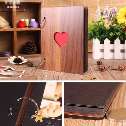 Scrapbook Photo Album, Handmade DIY Family Guest Book DIY Memories Book with 30 Black Pages Present for Christmas Valentines Anniversary Mother's Day Birthday Gift(COLOR:Wood Color) in Saudi Arabia