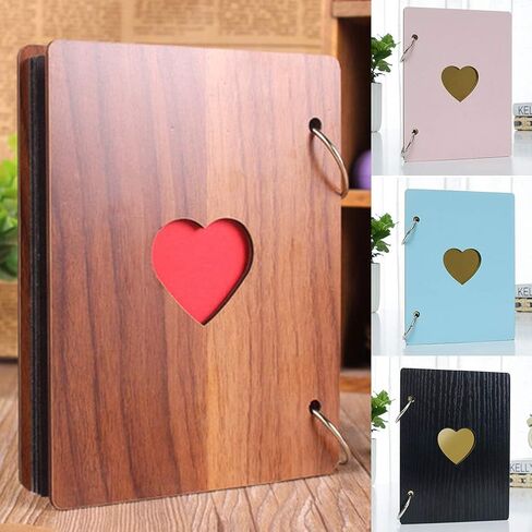Scrapbook Photo Album, Handmade DIY Family Guest Book DIY Memories Book with 30 Black Pages Present for Christmas Valentines Anniversary Mother's Day Birthday Gift(COLOR:Wood Color) in Saudi Arabia