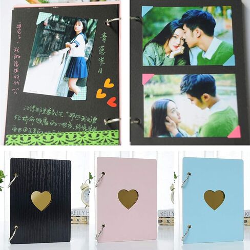 Scrapbook Photo Album, Handmade DIY Family Guest Book DIY Memories Book with 30 Black Pages Present for Christmas Valentines Anniversary Mother's Day Birthday Gift(COLOR:Wood Color) in Saudi Arabia
