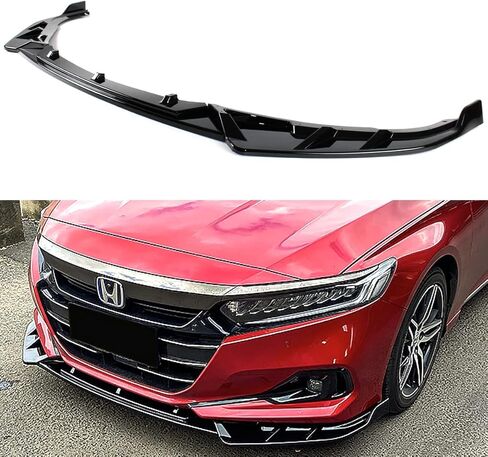 V2 JDM 3PC GT Style مطلي باللون الأسود اللامع طقم مصد الشفاه الأمامي متوافق مع 2021 2022 Honda Accord EX LX Touring Sport جميع الموديلات in Kuwait