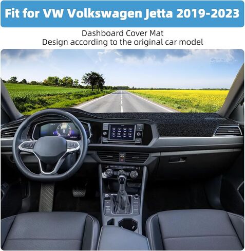 Dash Cover Mat Compatible with VW Volkswagen Jetta 2019-2023 Non-Slip Dashboard Cover Mat Sunshade UV Rays Protector Interior Accessories in Kuwait