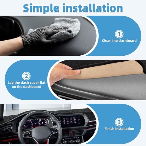 Dash Cover Mat Compatible with VW Volkswagen Jetta 2019-2023 Non-Slip Dashboard Cover Mat Sunshade UV Rays Protector Interior Accessories in Kuwait