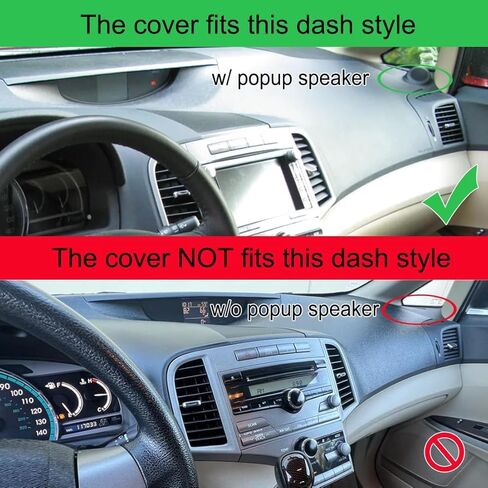 Dash Cover Mat Custom Fit for Toyota Venza with Popup Speaker Dashboard Pad Cap Carpet Protector (Black) K295 in Kuwait