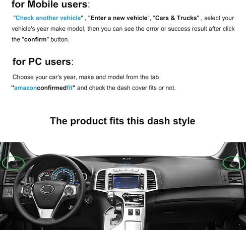 Dash Cover Mat Custom Fit for Toyota Venza with Popup Speaker Dashboard Pad Cap Carpet Protector (Black) K295 in Kuwait