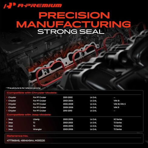 A-Premium Upper Engine Intake Manifold Gasket Set Compatible with Jeep Wrangler 2003-2006, Liberty 2002-2005, TJ 2003/2005-2006 & Chrysler PT Cruiser 2001-2010, 2.4L in Kuwait