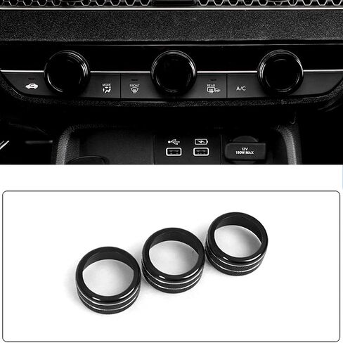 AC air Conditioner knob Cap ABS air Conditioning air Outlet Pull Rod Cover Interior Upgrade and Modification Accessories Fit for 11th Gen Civic (Air Conditioning knob Ring, Black) in Saudi Arabia
