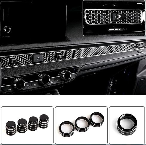 AC air Conditioner knob Cap ABS air Conditioning air Outlet Pull Rod Cover Interior Upgrade and Modification Accessories Fit for 11th Gen Civic (Air Conditioning knob Ring, Black) in Saudi Arabia