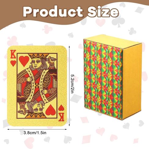 2 Decks Mini Playing Cards, 2.05" x 1.5" Waterproof Playing Cards, Gold Poker Card for Travel, Parties & Game Night, Tiny Deck of Novelty Party Favor Gift for Christmas, Halloween, New Year in Kuwait