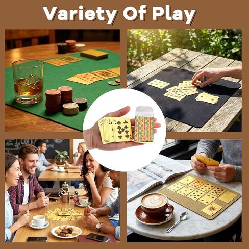 2 Decks Mini Playing Cards, 2.05" x 1.5" Waterproof Playing Cards, Gold Poker Card for Travel, Parties & Game Night, Tiny Deck of Novelty Party Favor Gift for Christmas, Halloween, New Year in Kuwait