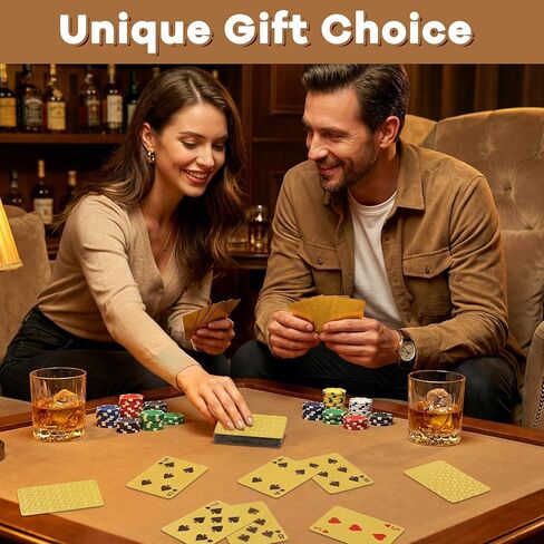 2 Decks Mini Playing Cards, 2.05" x 1.5" Waterproof Playing Cards, Gold Poker Card for Travel, Parties & Game Night, Tiny Deck of Novelty Party Favor Gift for Christmas, Halloween, New Year in Kuwait