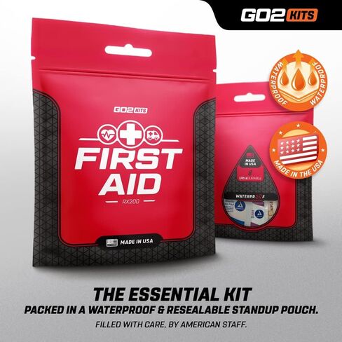 طقم الإسعافات الأولية 2.0 مكون من 38 قطعة، طقم الإسعافات الأولية للطوارئ Basic Plus للمنزل والعمل والسفر، أحمر، 38 قطعة، 5 عبوات in Kuwait