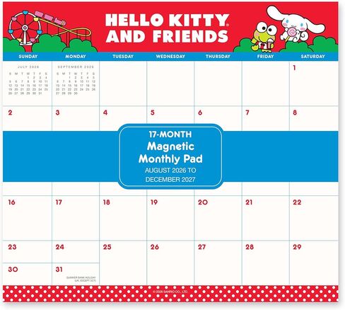 Orange Circle Studio 2027 Hello Kitty and Friends Magnetic Monthly Calendar Pad, 17-Month Full Color Character Calendar for Office Desk & Refrigerator, Wall Planner, 9.6" x 8.5", Tear-Off Pages Sheets in Saudi Arabia