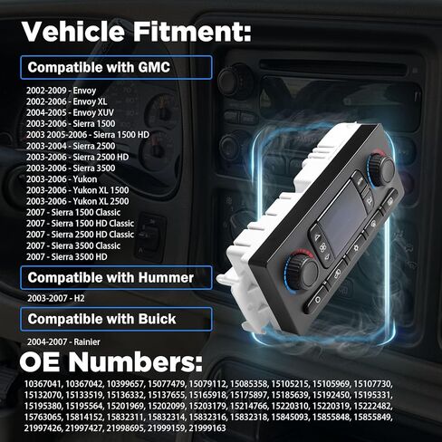 599-211XD HVAC وحدة التحكم في المناخ لوحة التبديل متوافق مع تشيفي سيلفرادو تاهو سوبربان أفالانش 2003-2007، جي إم سي سييرا يوكون إنفوي، كاديلاك إسكاليد، هامر H2، استبدال 10367041 15136332 in Kuwait