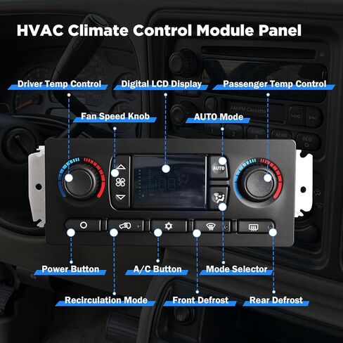 599-211XD HVAC وحدة التحكم في المناخ لوحة التبديل متوافق مع تشيفي سيلفرادو تاهو سوبربان أفالانش 2003-2007، جي إم سي سييرا يوكون إنفوي، كاديلاك إسكاليد، هامر H2، استبدال 10367041 15136332 in Kuwait