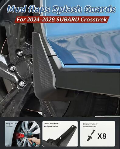 Mud Flaps for Subaru Crosstrek 2024 2025 2026, No Drill Front & Rear Splash Guards Custom Fit for Base Premium Limited Sport Hybrid Trims, OEM Heavy Duty Thermoplastic Mud Guards, NOT for Wilderness in Saudi Arabia