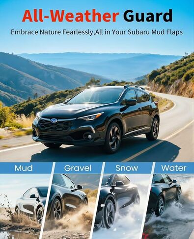 Mud Flaps for Subaru Crosstrek 2024 2025 2026, No Drill Front & Rear Splash Guards Custom Fit for Base Premium Limited Sport Hybrid Trims, OEM Heavy Duty Thermoplastic Mud Guards, NOT for Wilderness in Saudi Arabia