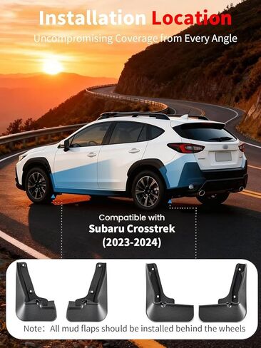 Mud Flaps for Subaru Crosstrek 2024 2025 2026, No Drill Front & Rear Splash Guards Custom Fit for Base Premium Limited Sport Hybrid Trims, OEM Heavy Duty Thermoplastic Mud Guards, NOT for Wilderness in Saudi Arabia