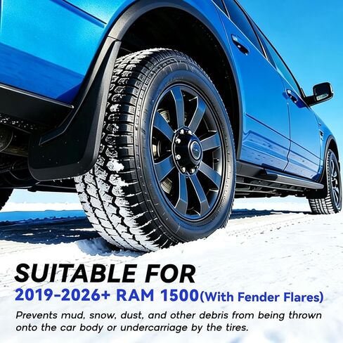 Mud Flaps Splash Guards Compatible with 2019-2026 Ram 1500,Front and Rear Mud Guards Fender Flares for Ram 1500 Accessories (with Fender Flares) 4 Piece Set Black Textured Finish in Kuwait