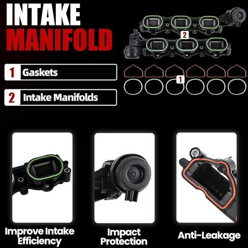 MITZONE Intake Manifold Compatible with Audi Q7 2017-2018 A6 A7 Quattro 2016-2018 A8 Quattro 2015-2018 3.0L V6 Lower and Upper with Gaskets Replace 06E133109AT in Kuwait