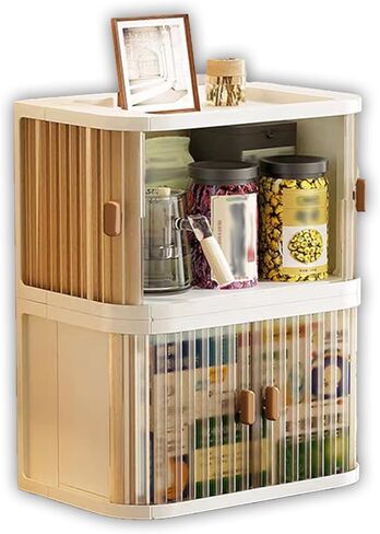 Desktop Storage Box Foldable and Assembly Free Sliding Door Design Ideal for Cosmetics Organization Office Desk Storage and Kitchen Storage in Saudi Arabia