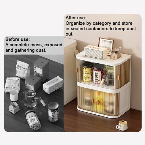 Desktop Storage Box Foldable and Assembly Free Sliding Door Design Ideal for Cosmetics Organization Office Desk Storage and Kitchen Storage in Saudi Arabia