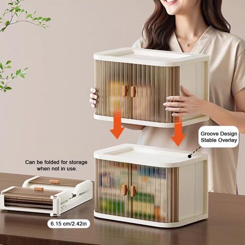 Desktop Storage Box Foldable and Assembly Free Sliding Door Design Ideal for Cosmetics Organization Office Desk Storage and Kitchen Storage in Saudi Arabia