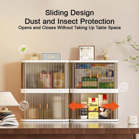Desktop Storage Box Foldable and Assembly Free Sliding Door Design Ideal for Cosmetics Organization Office Desk Storage and Kitchen Storage in Saudi Arabia