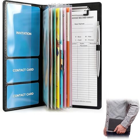 Colarr 10 x 4.5 Inches Tract Holder for Ministry with 50 "house to House Record Sheets and Contact Card Pockets Ministry Organizer Tract Holder for Gifts(PU Leather) in Kuwait