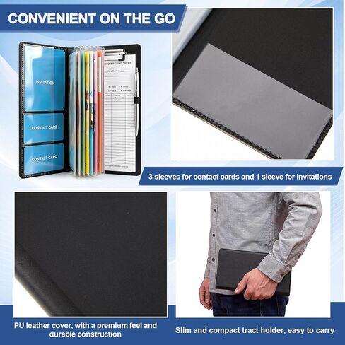 Colarr 10 x 4.5 Inches Tract Holder for Ministry with 50 "house to House Record Sheets and Contact Card Pockets Ministry Organizer Tract Holder for Gifts(PU Leather) in Kuwait