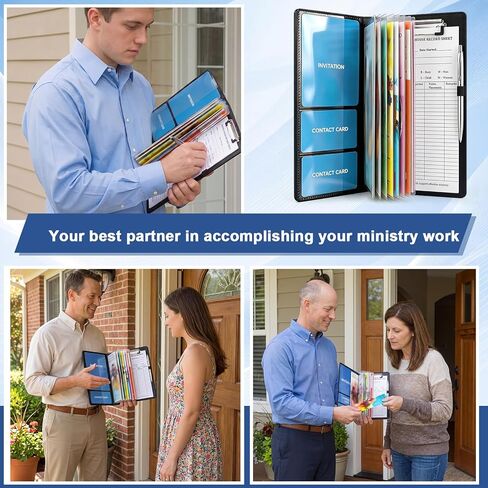 Colarr 10 x 4.5 Inches Tract Holder for Ministry with 50 "house to House Record Sheets and Contact Card Pockets Ministry Organizer Tract Holder for Gifts(PU Leather) in Kuwait