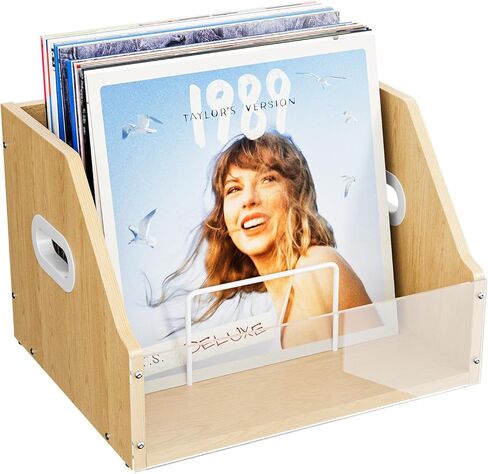Wood Vinyl Record Storage with Separators,Records Holder Wooden Crates for 7/10/12 inch Vinyl Storage Box for Album Holder & Magazine Rack Organizer, Rustic Brown in Saudi Arabia