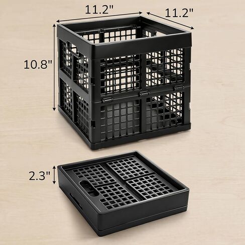 Goaste 2 Pack 18L صناديق حليب مربعة سوداء، حقيبة تخزين حليب بلاستيكية قابلة للطي، صناديق تخزين قابلة للتكديس مع مقابض سهلة الإمساك، منظمات صناديق متعددة الاستخدامات شديدة التحمل لتسوق البقالة، المرآب، المنزل in Kuwait