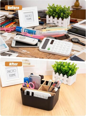 Remote Caddy, TV Remote Control Holder for Table, Multifunctional Storage for Pen, Pencil, Phone, Remote Controls, Office Supplies in Saudi Arabia