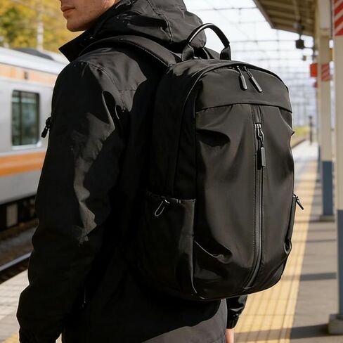 1PC Laptop Backpack for Women and Men, Waterproof Lightweight Travel Daily Rucksack, Nylon Waterproof Material, for 15 inches Computer Bags (Black) in Kuwait