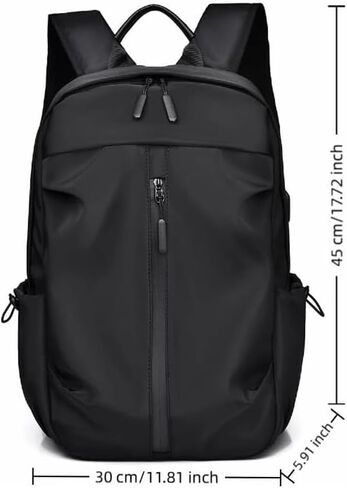 1PC Laptop Backpack for Women and Men, Waterproof Lightweight Travel Daily Rucksack, Nylon Waterproof Material, for 15 inches Computer Bags (Black) in Kuwait