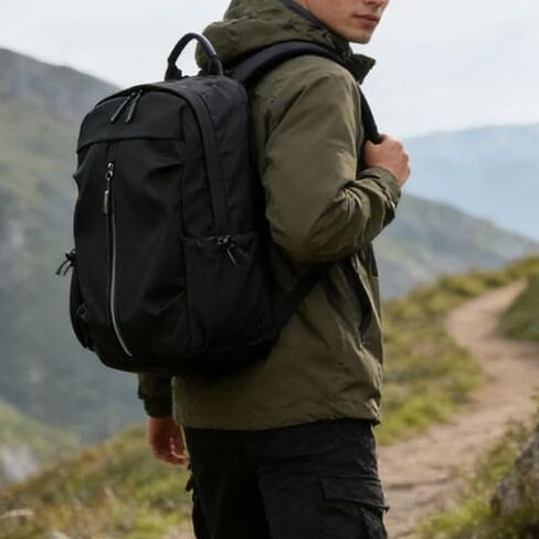1PC Laptop Backpack for Women and Men, Waterproof Lightweight Travel Daily Rucksack, Nylon Waterproof Material, for 15 inches Computer Bags (Black) in Kuwait