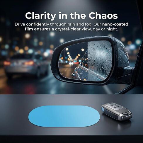 2PCS Car Rearview Mirror Waterproof Film, Rainproof Anti Fog Nano Coating Protective Sticker, HD Clear Safe Driving for Side Mirror Car Truck SUV in Kuwait